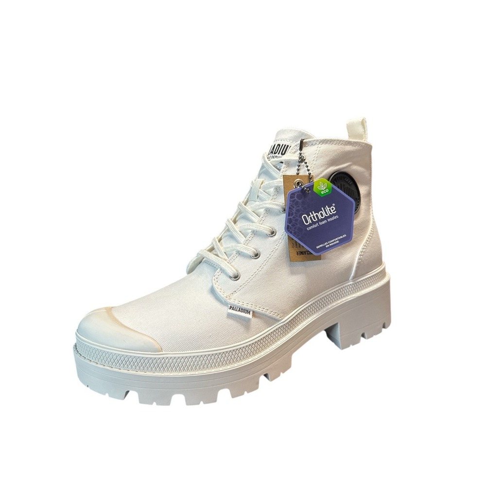 Palladium Pallabase Twill Canvas Boots Off White/Artist Customizable Size 10 - Picture 6 of 10